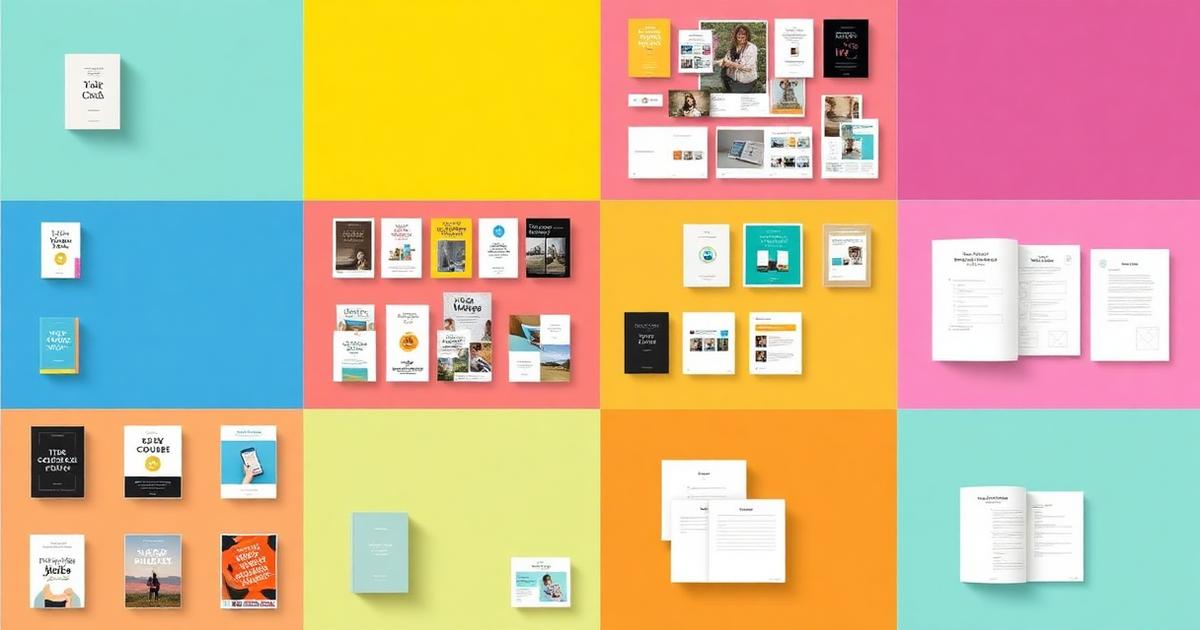 Grid of popular digital products including ebooks templates courses presets and printables for online selling